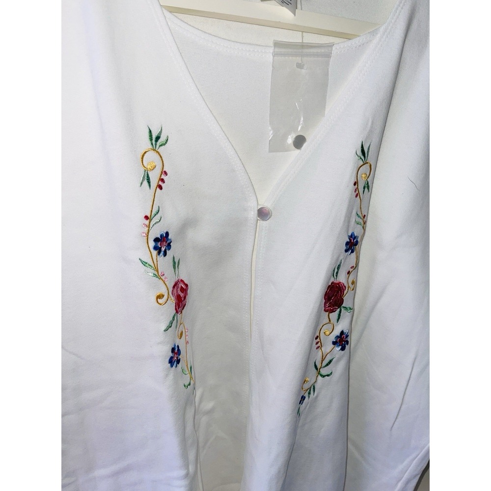 NWOT Jessica Holbrook Embroidery Long Sleeve Layered Cardigan White 1X
